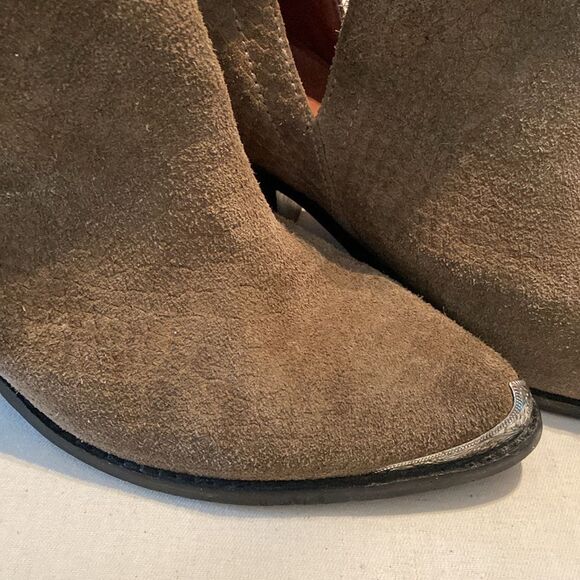 Jeffery Campbell Cromwell olive green Suede Ankle Boots silver tips size 9 - Picture 2 of 11